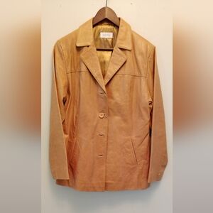 Barney's New York Vintage Leather Jacket Camel Color EUC